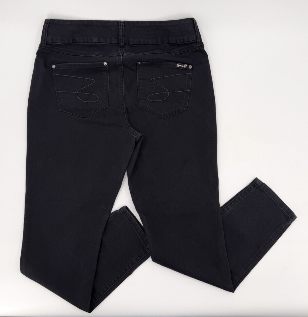 Seven 7 Jeans Womens 16 Black Skinny Tummyless Mid Rise Dark Wash